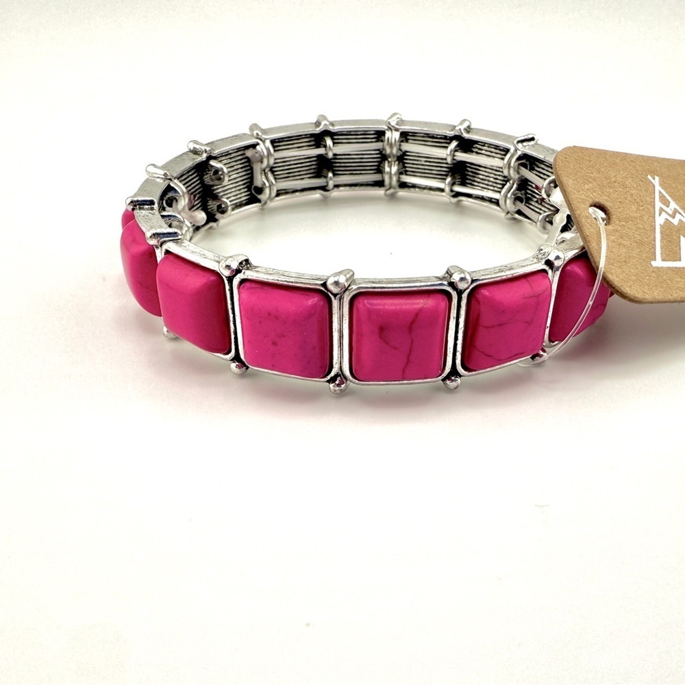 Pink and Silver western boho style Bracelet